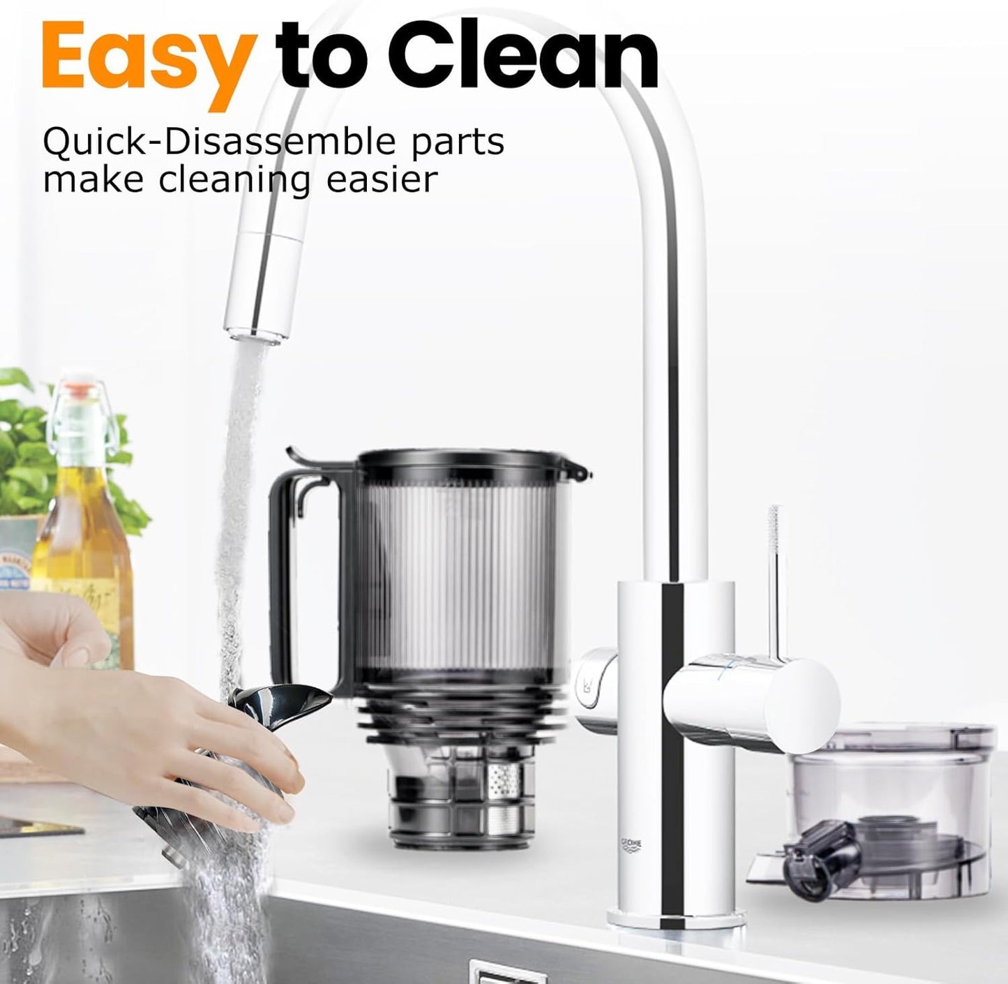 Cold Press Juicer,Slow Masticating Juicer Machines with 5.3" Large Feed Chute for Most Fruits and Vegetables,Easy to clean