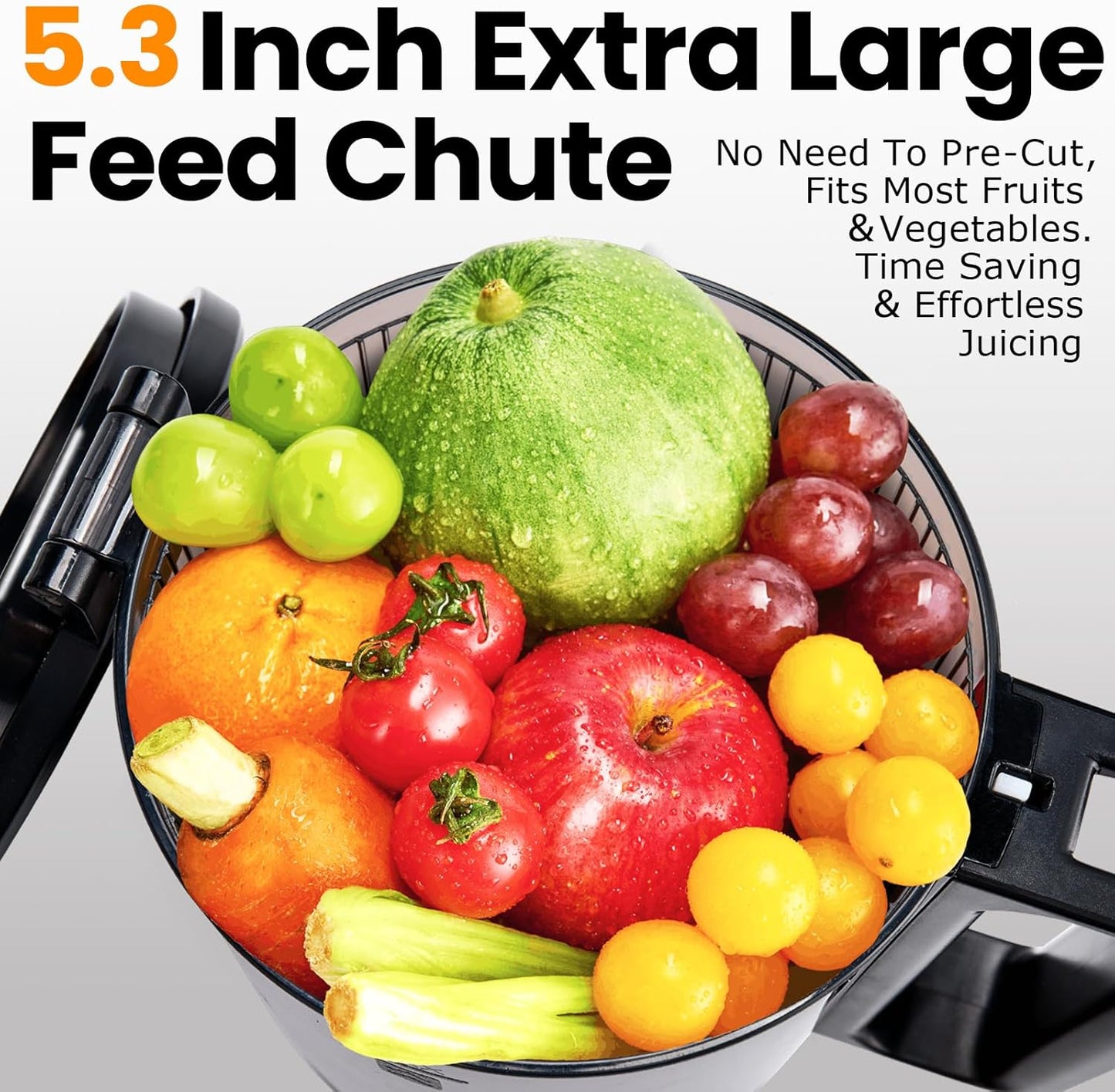 Cold Press Juicer,Slow Masticating Juicer Machines with 5.3" Large Feed Chute for Most Fruits and Vegetables,Easy to clean