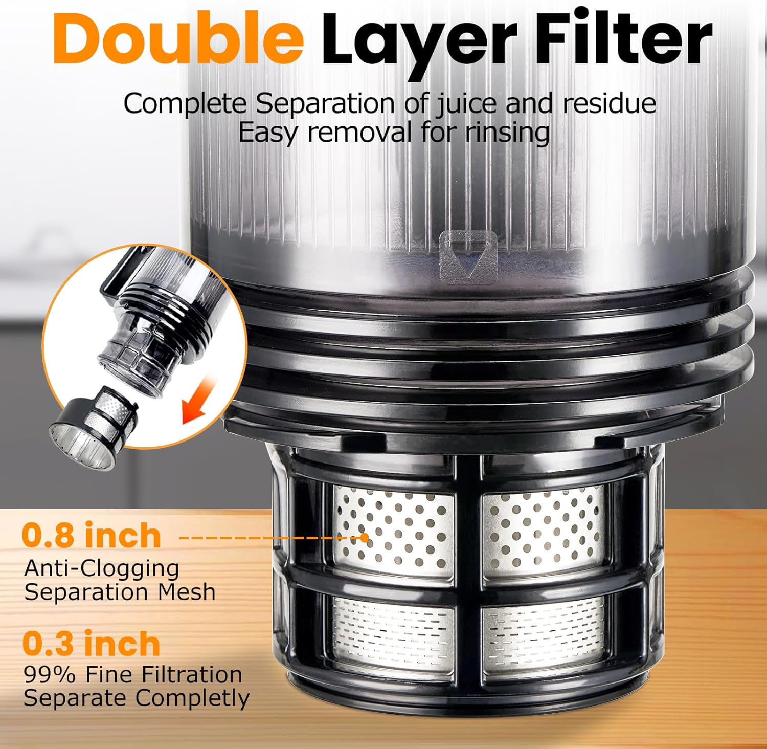 Cold Press Juicer,Slow Masticating Juicer Machines with 5.3" Large Feed Chute for Most Fruits and Vegetables,Easy to clean
